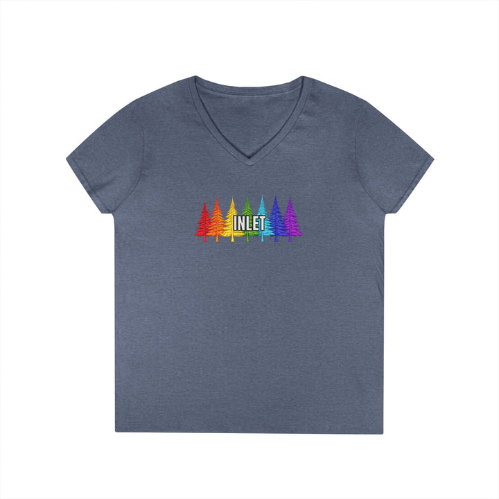 Inlet Ladies V-Neck T-Shirt - Rainbow Trees