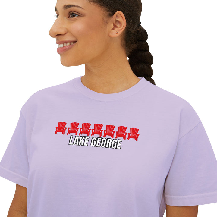 Lake George Red Chairs Ladies Boxy Tee