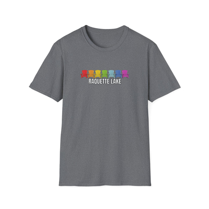 Raquette Lake Unisex T-Shirt - Rainbow Chairs