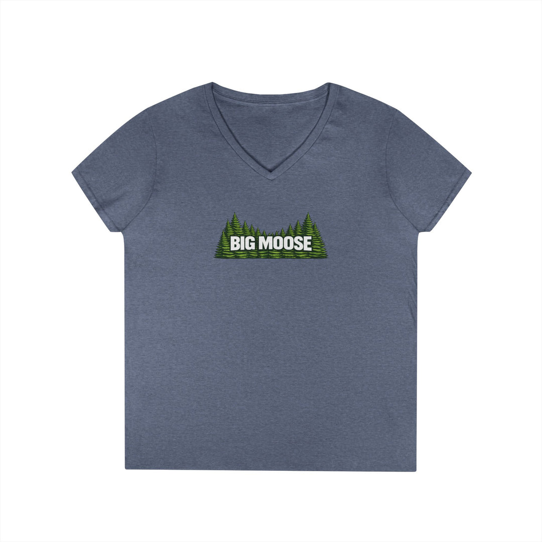 Big Moose Trees Ladies V-Neck T-Shirt