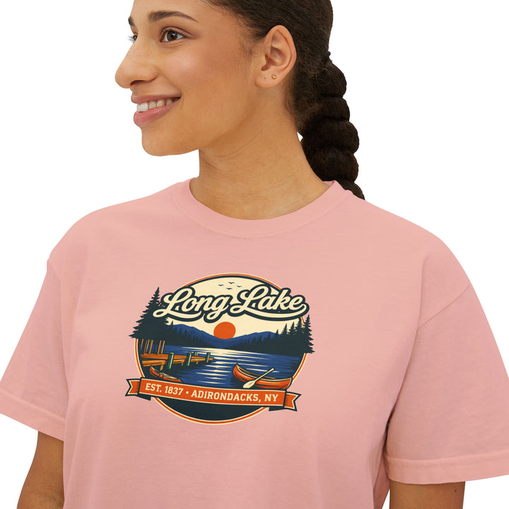 Long Lake Sunset Ladies Boxy Tee