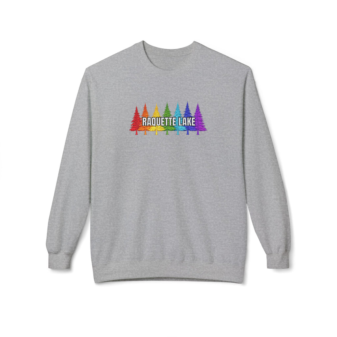 Raquette Lake Sweatshirt - Rainbow Trees