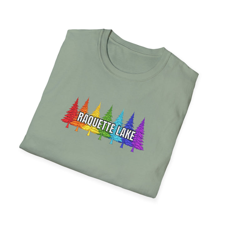 Raquette Lake Unisex T-Shirt - Rainbow Trees