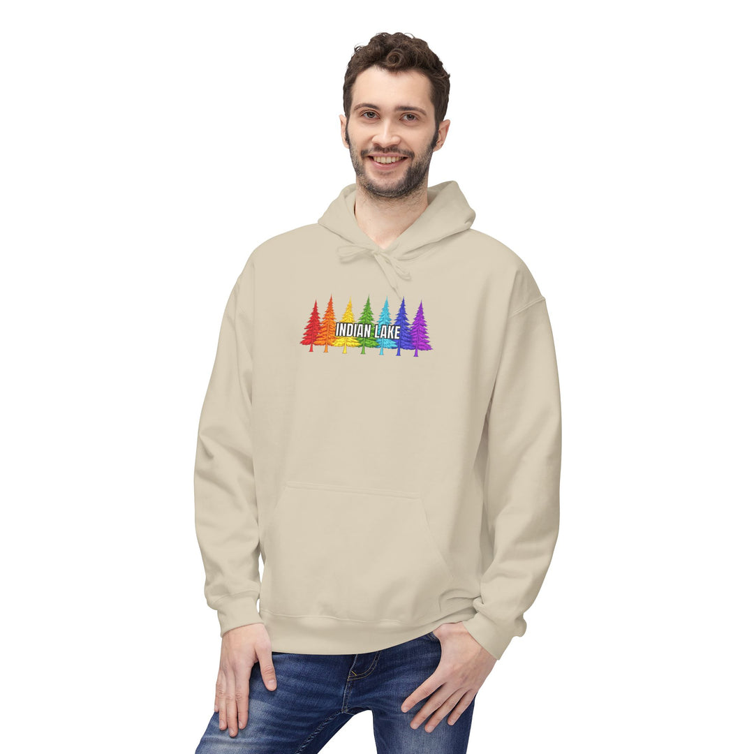 Indian Lake Hoodie - Rainbow Trees