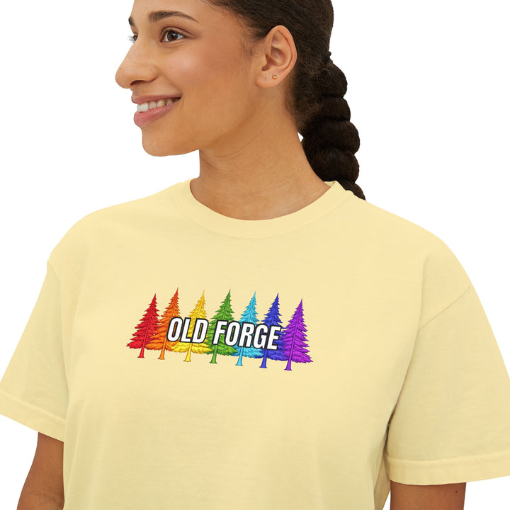 Old Forge Rainbow Trees Ladies Boxy Tee
