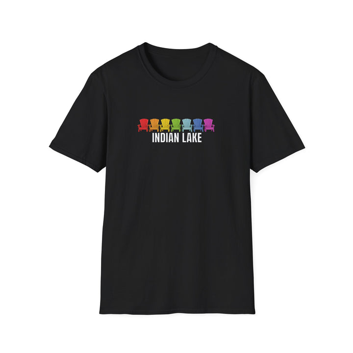Indian Lake Unisex T-Shirt - Rainbow Chairs