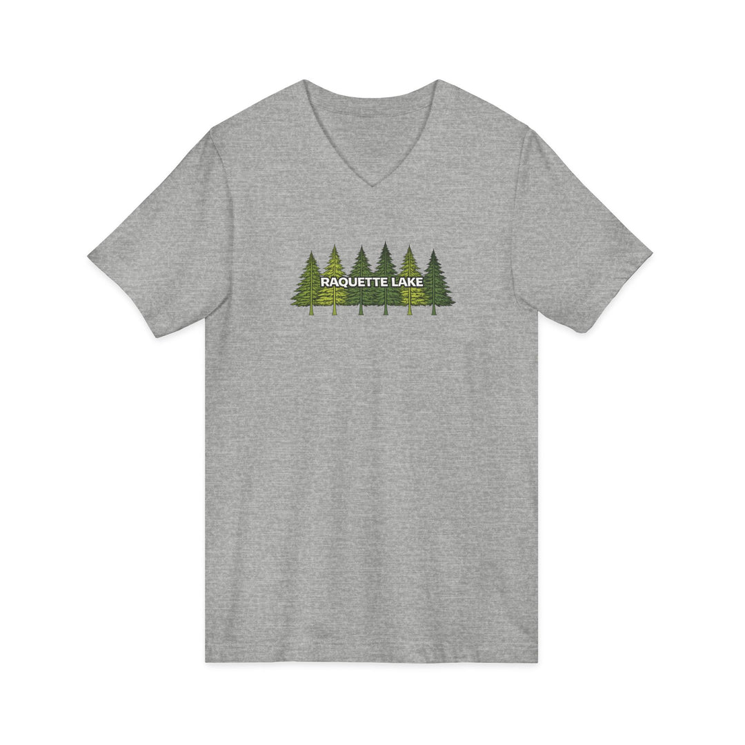 Raquette Lake Unisex V-Neck T-Shirt - Pine Tree