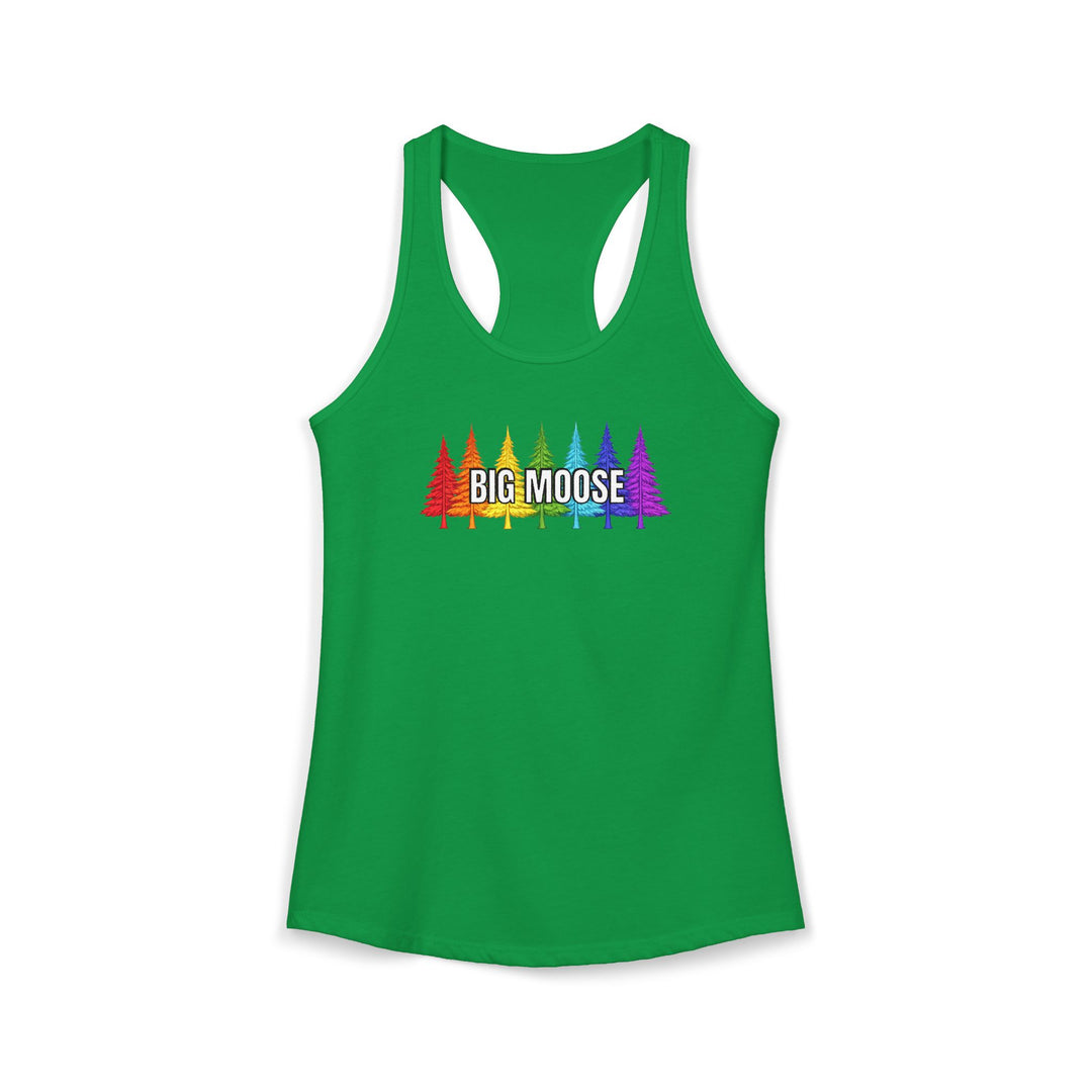 Big Moose Rainbow Trees Ladies Racerback