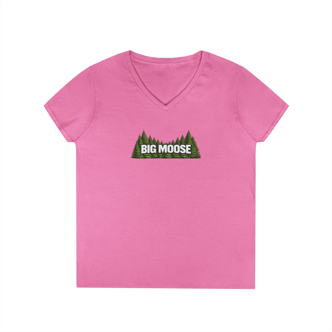 Big Moose Trees Ladies V-Neck T-Shirt