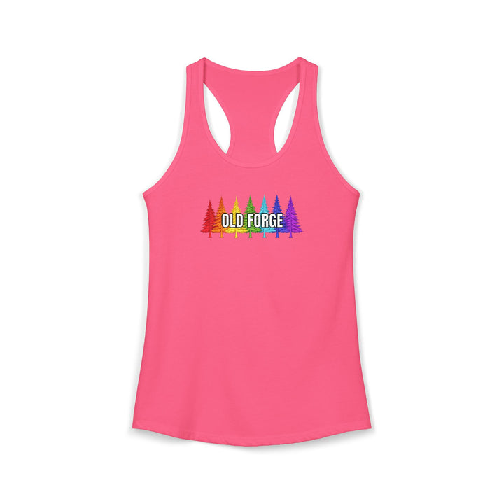 Old Forge Rainbow Trees Ladies Racerback