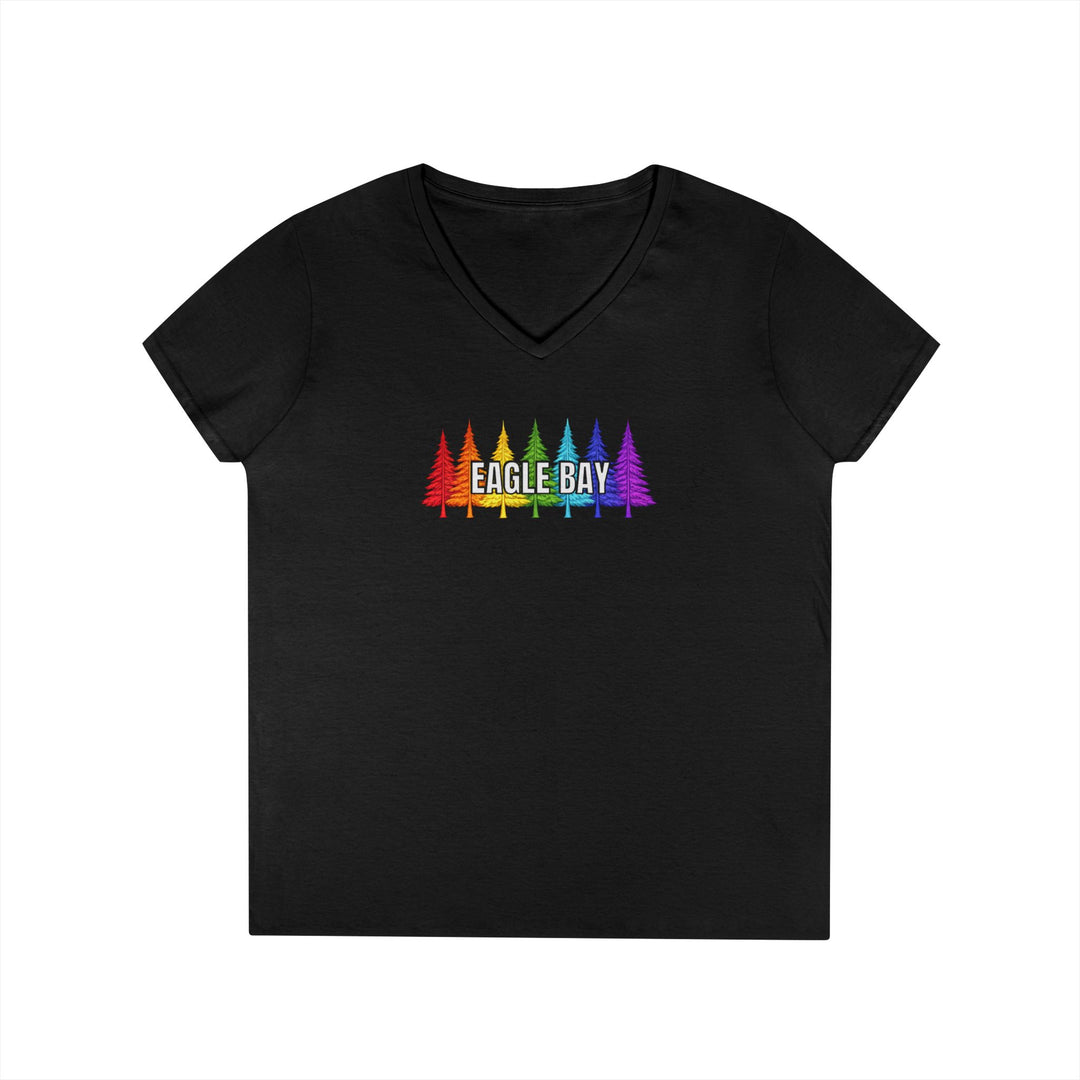 Eagle Bay Ladies V-Neck T-Shirt - Rainbow Trees