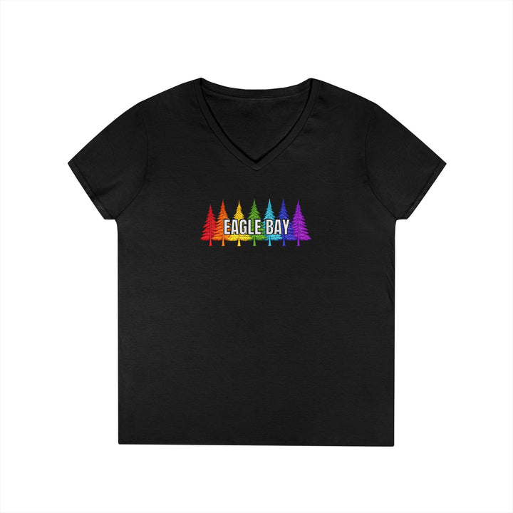Eagle Bay Ladies V-Neck T-Shirt - Rainbow Trees