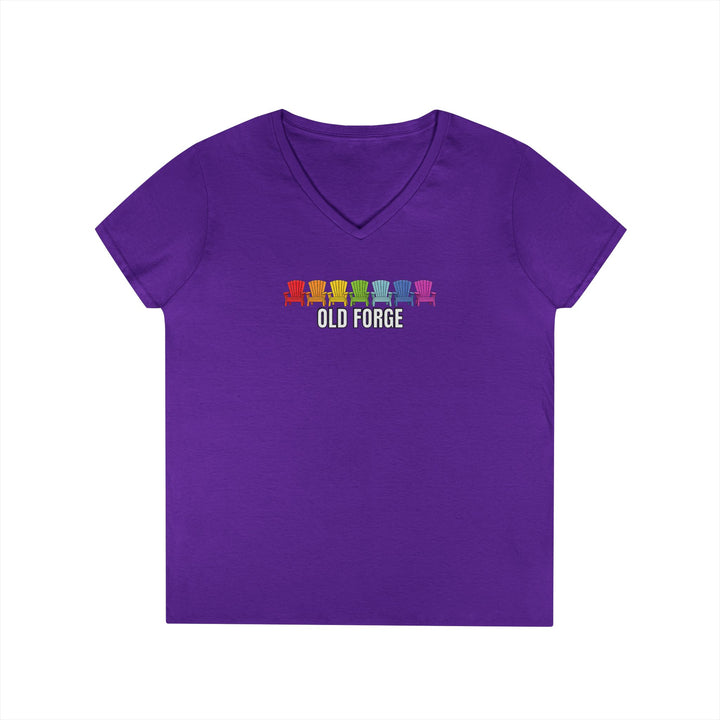 Old Forge Rainbow Chairs Ladies V-Neck T-Shirt