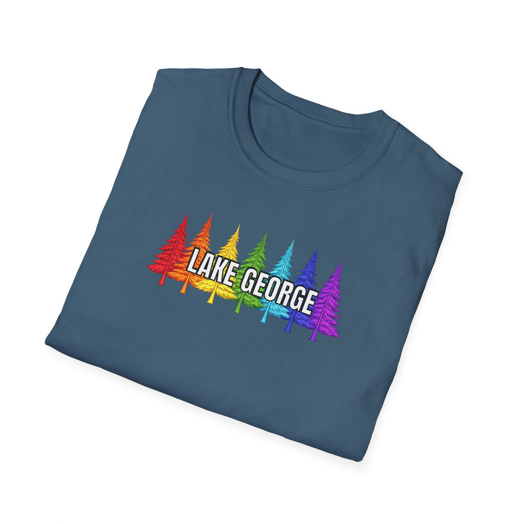 Lake George Unisex T-Shirt - Rainbow Trees