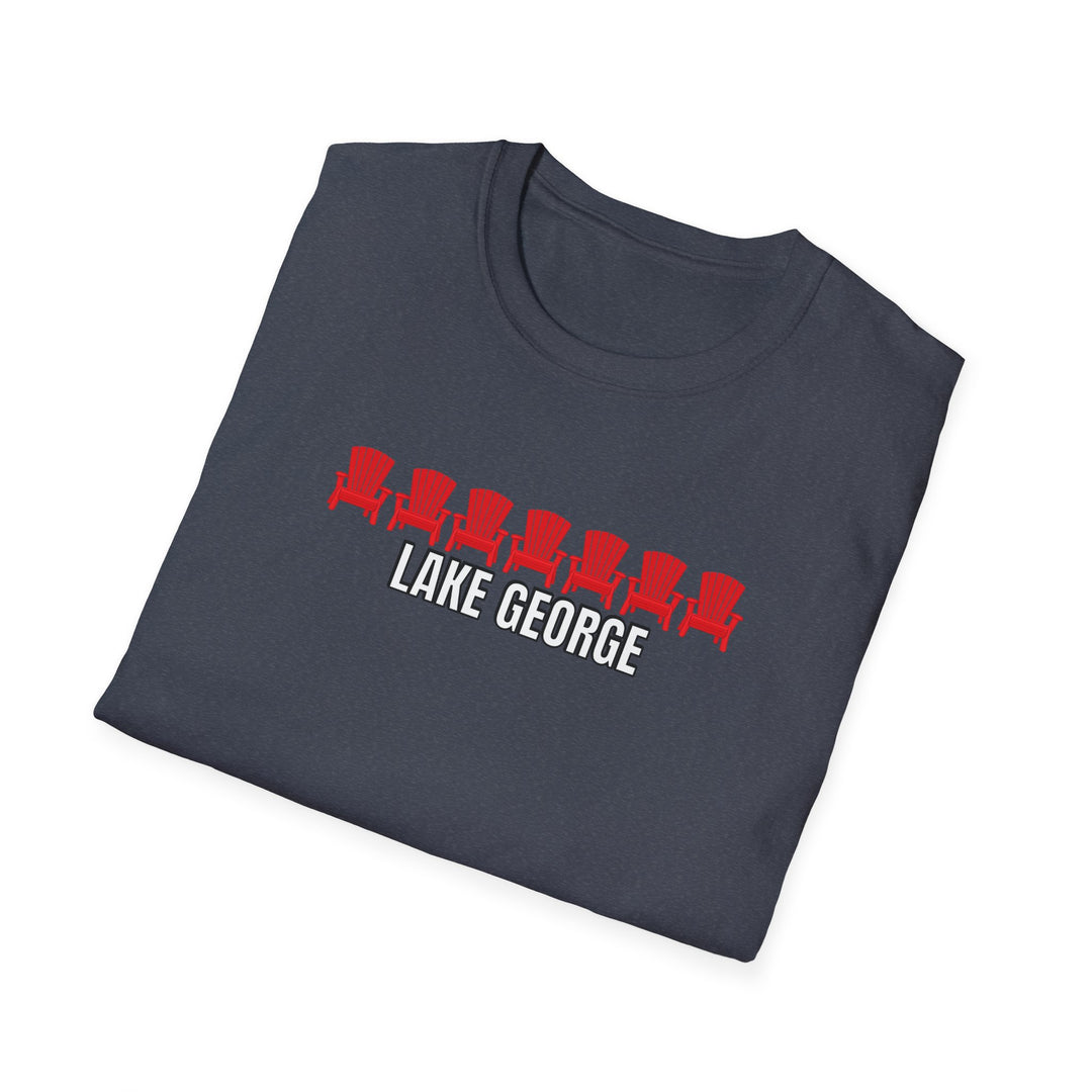 Lake George Unisex T-Shirt - Red Chairs