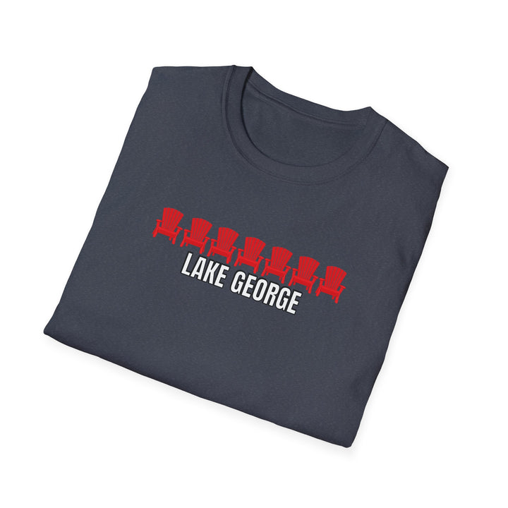 Lake George Unisex T-Shirt - Red Chairs
