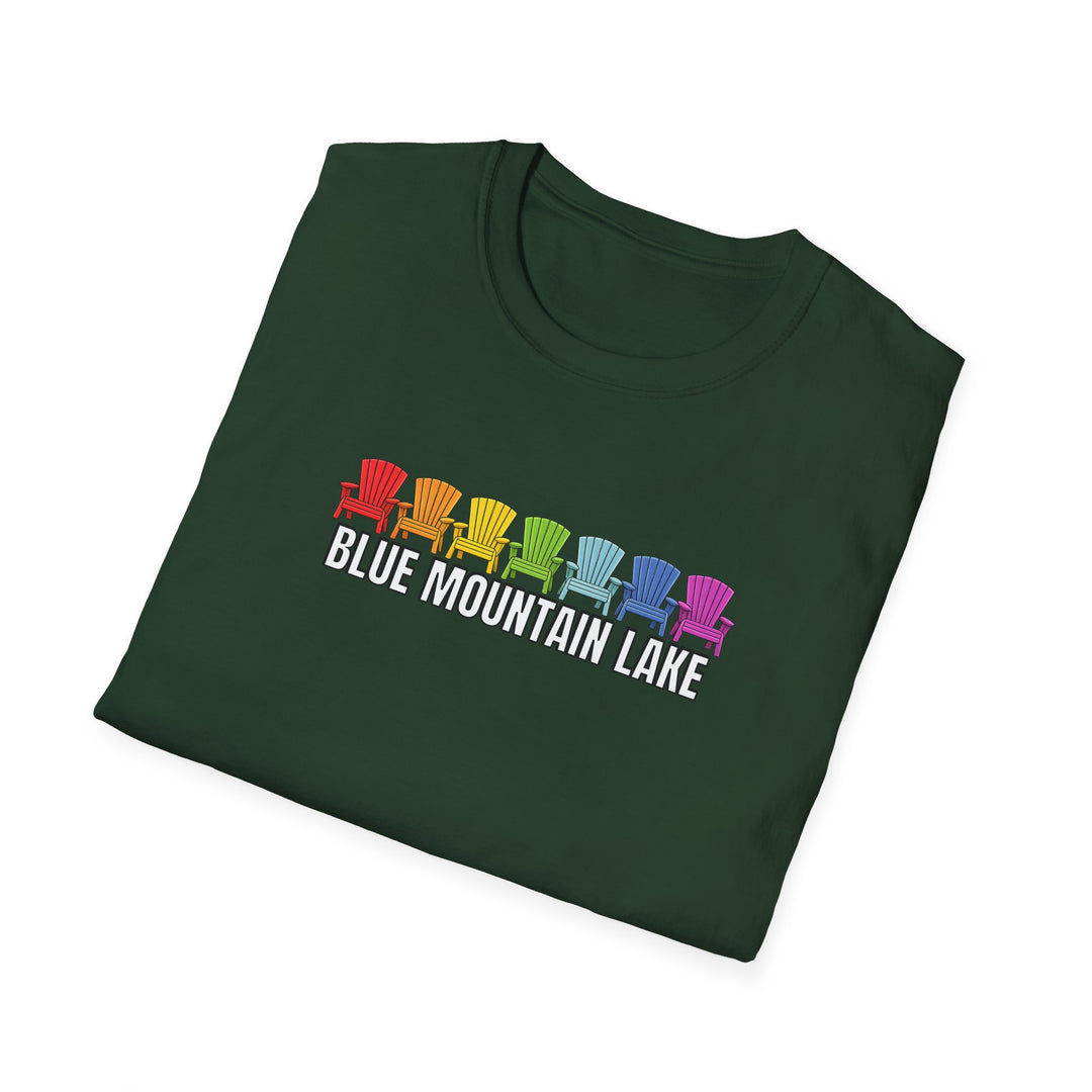 Blue Mountain Lake Rainbow Chairs Unisex T-Shirt