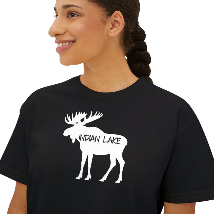 Indian Lake Ladies Boxy Tee - Moose