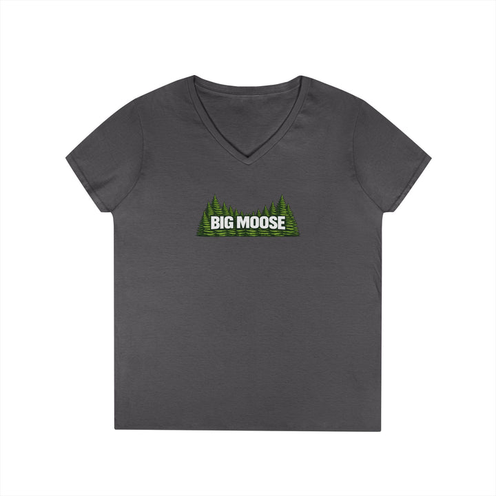 Big Moose Trees Ladies V-Neck T-Shirt