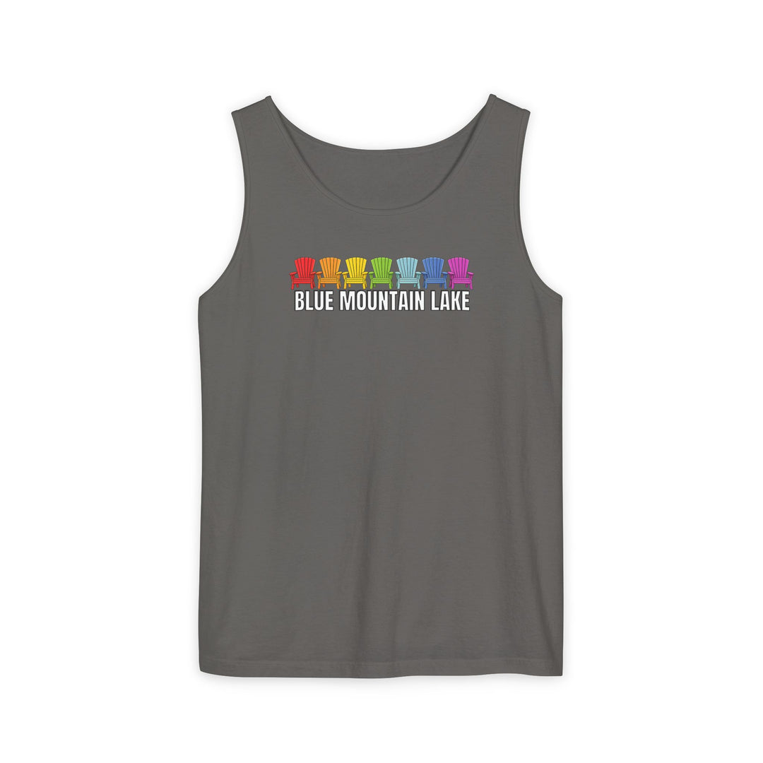 Blue Mountain Lake Rainbow Chairs Unisex Tank