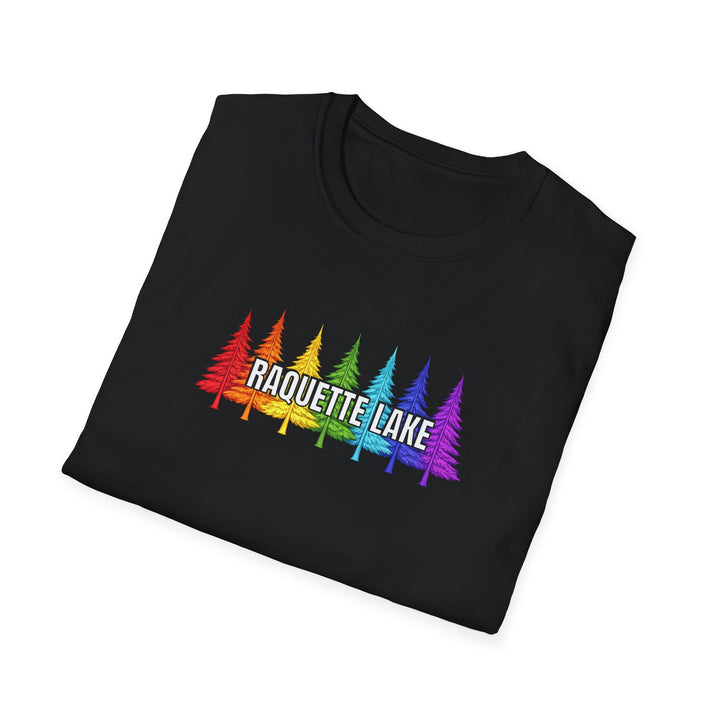 Raquette Lake Unisex T-Shirt - Rainbow Trees