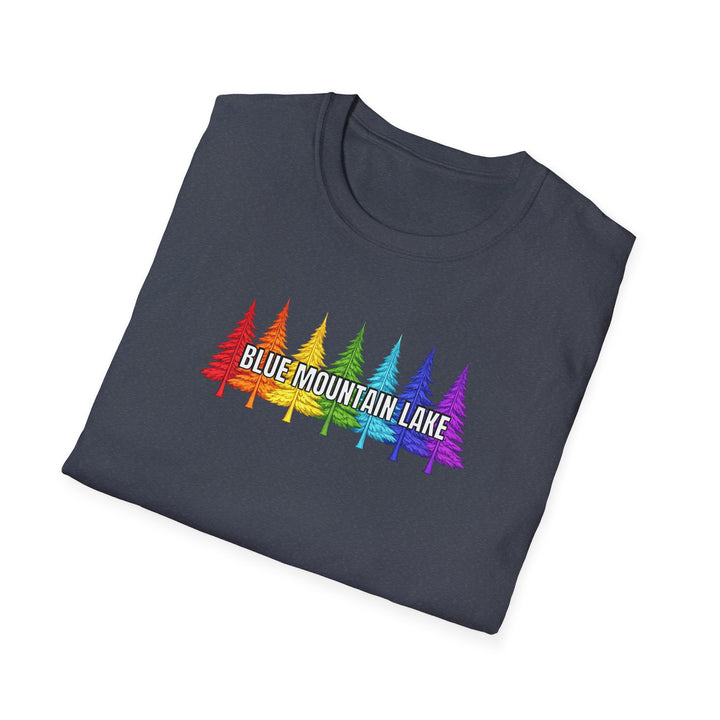 Blue Mountain Lake Rainbow Trees Unisex T-Shirt