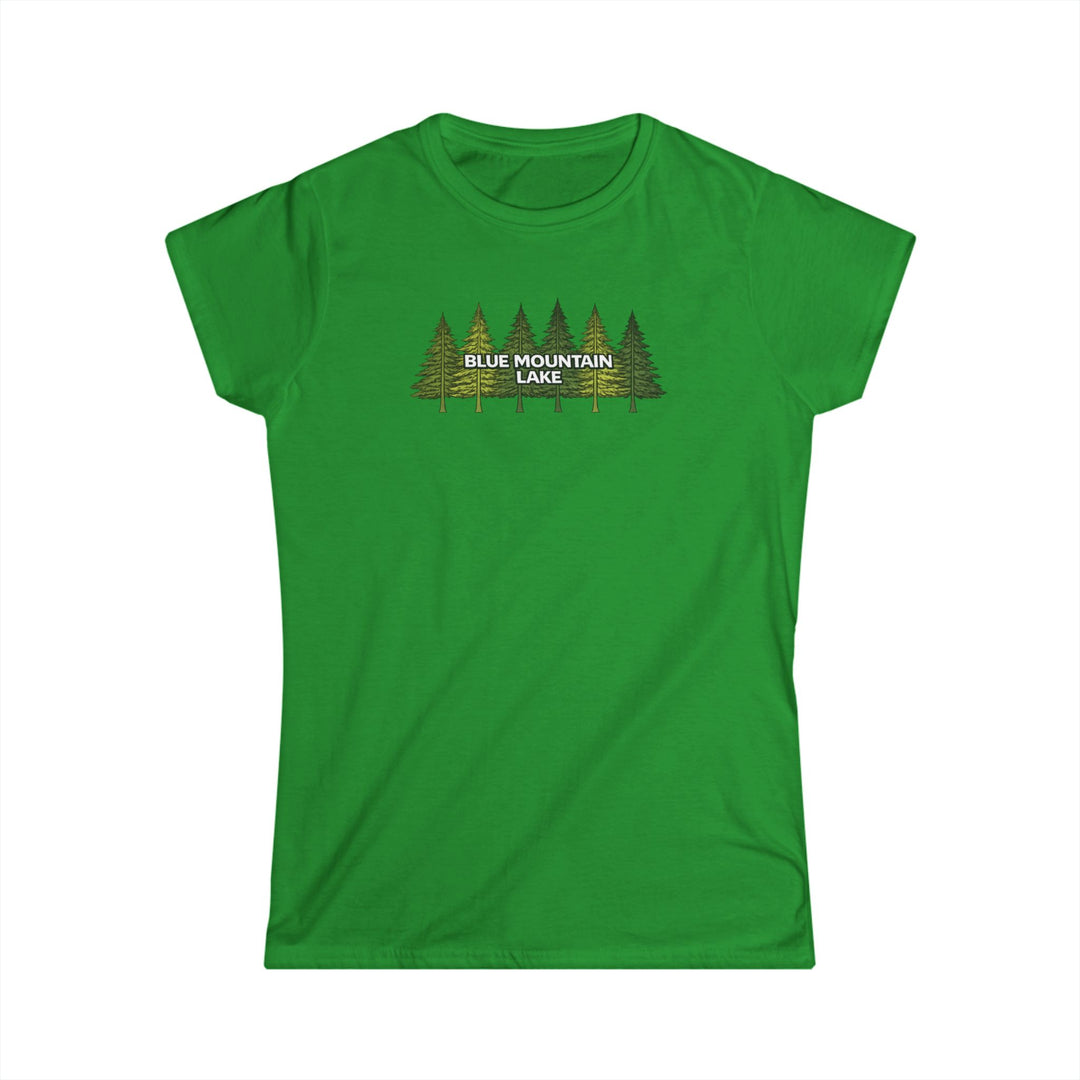 Blue Mountain Lake Pine Trees Ladies Tee