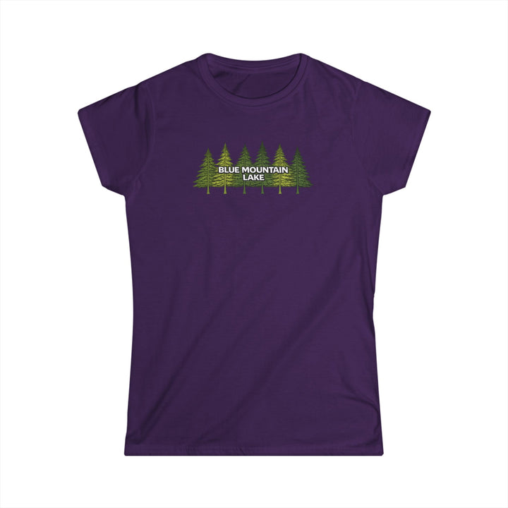 Blue Mountain Lake Pine Trees Ladies Tee