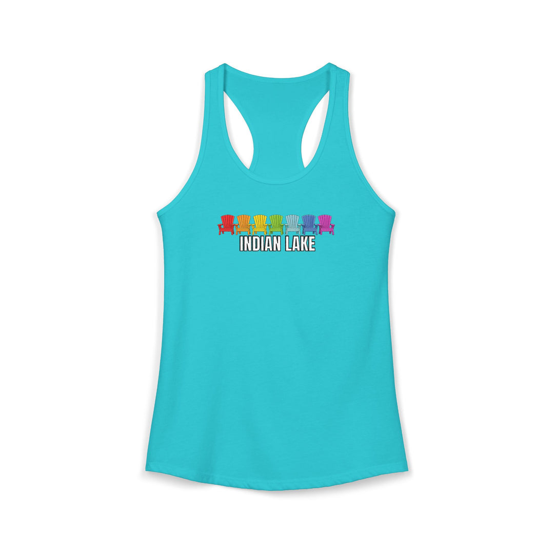 Indian Lake Ladies Racerback - Rainbow Chairs