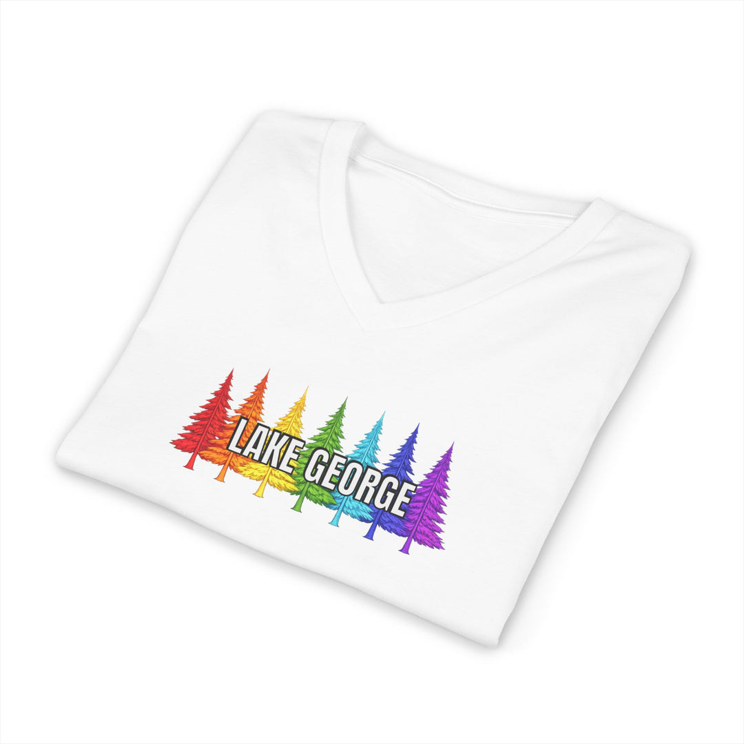 Lake George Unisex V-Neck - Rainbow Trees
