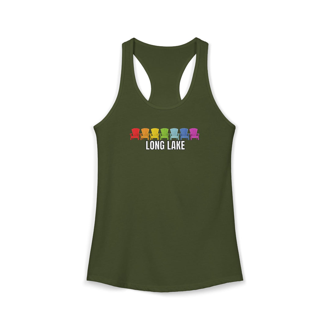 Long Lake Rainbow Chairs Ladies Racerback