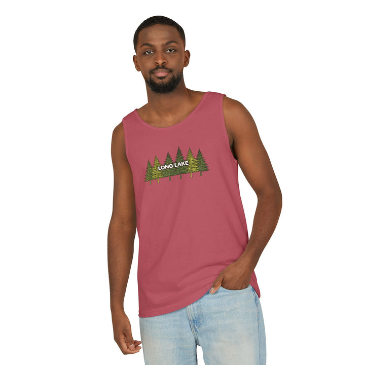 Long Lake Pine Trees Unisex Tank