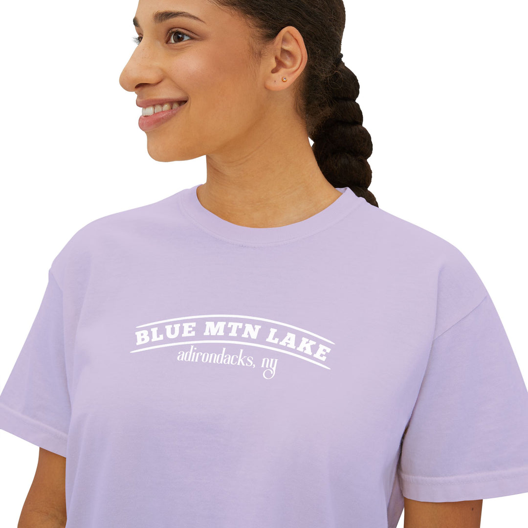 Blue Mtn Lake My Happy Place Ladies Boxy Tee