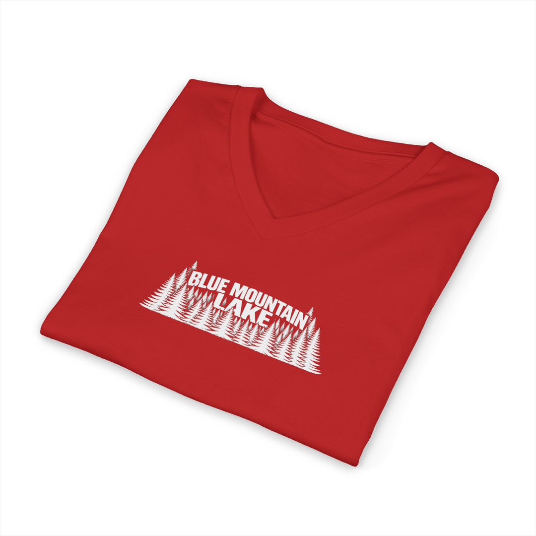 Blue Mountain Lake Trees Unisex V-Neck T-Shirt
