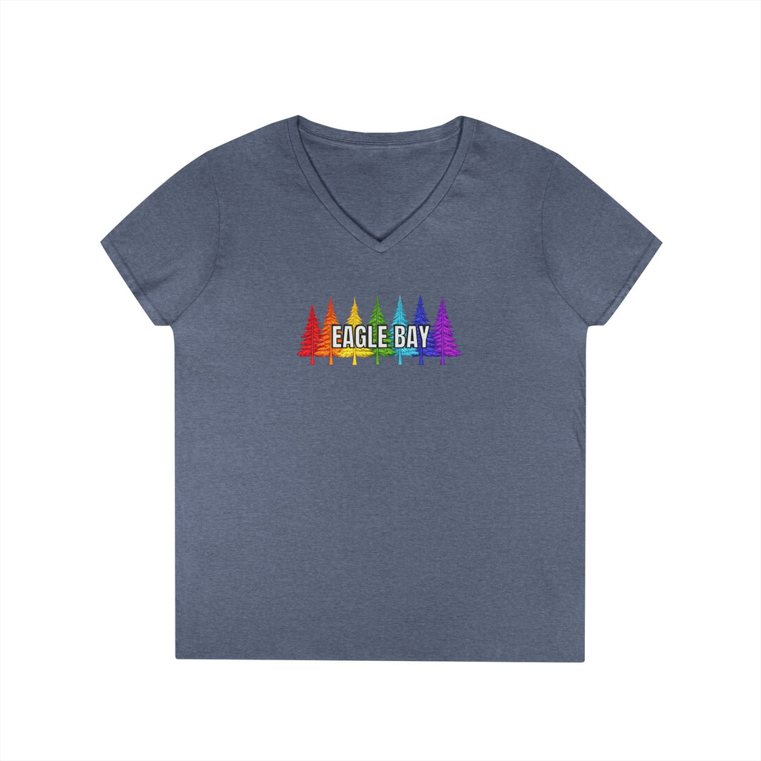Eagle Bay Ladies V-Neck T-Shirt - Rainbow Trees