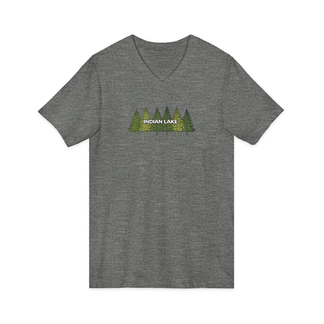 Indian Lake Unisex V-Neck T-Shirt - Pine Trees