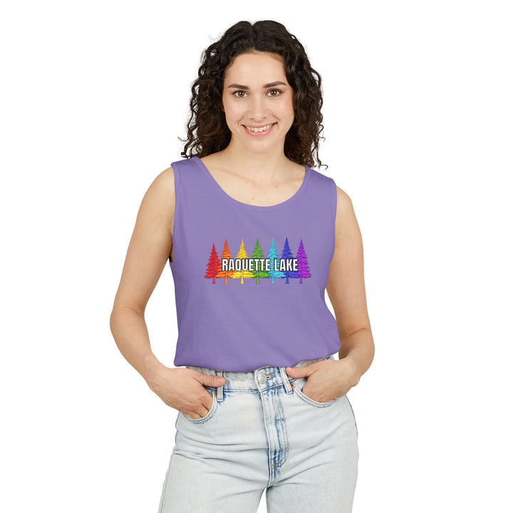 Raquette Lake Unisex Tank - Rainbow Trees