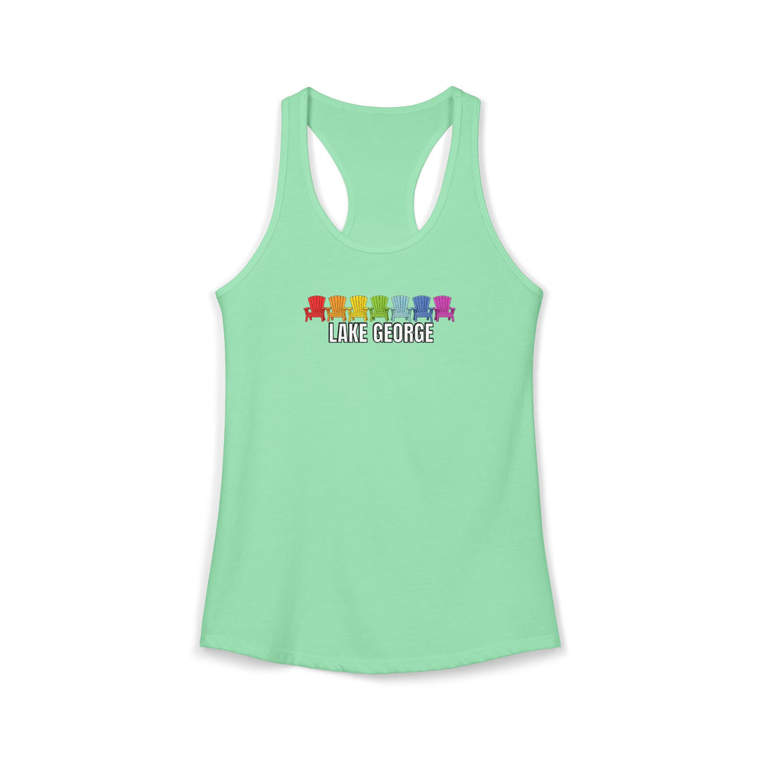Lake George Rainbow Chairs Racerback Tank