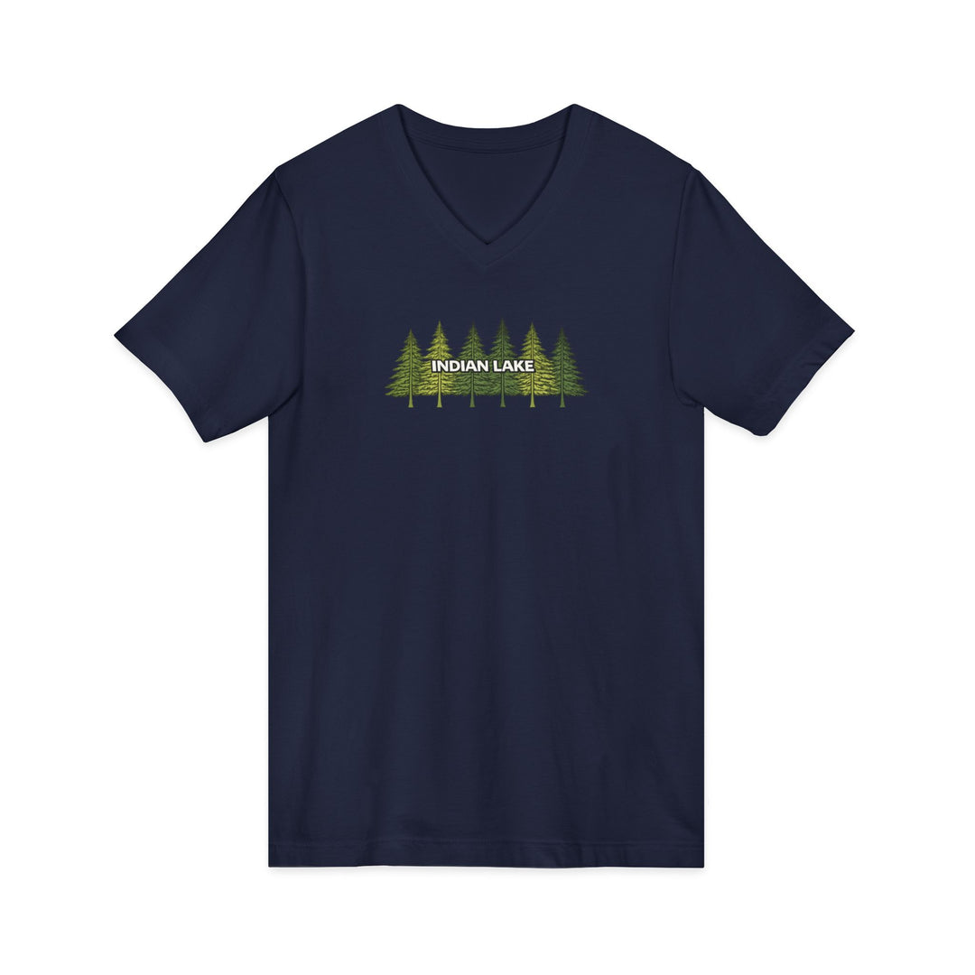 Indian Lake Unisex V-Neck T-Shirt - Pine Trees