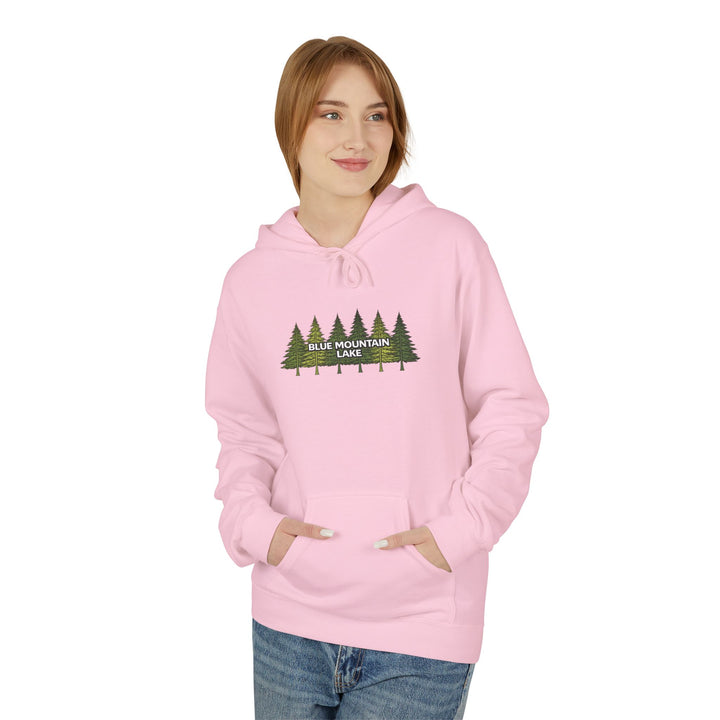 Blue Mountain Lake Pine Trees Hoodie
