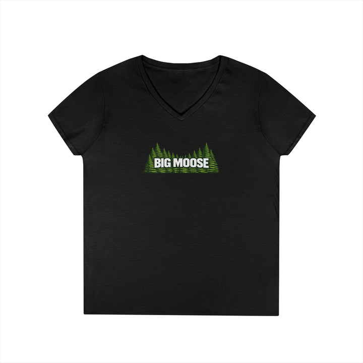 Big Moose Trees Ladies V-Neck T-Shirt