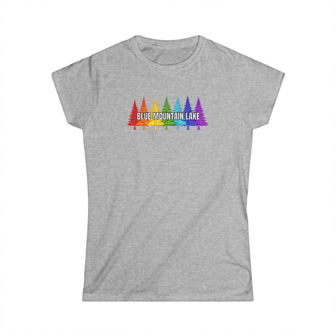 Blue Mountain Lake Rainbow Trees Ladies Tee