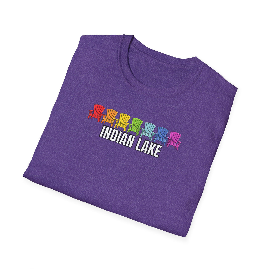 Indian Lake Unisex T-Shirt - Rainbow Chairs