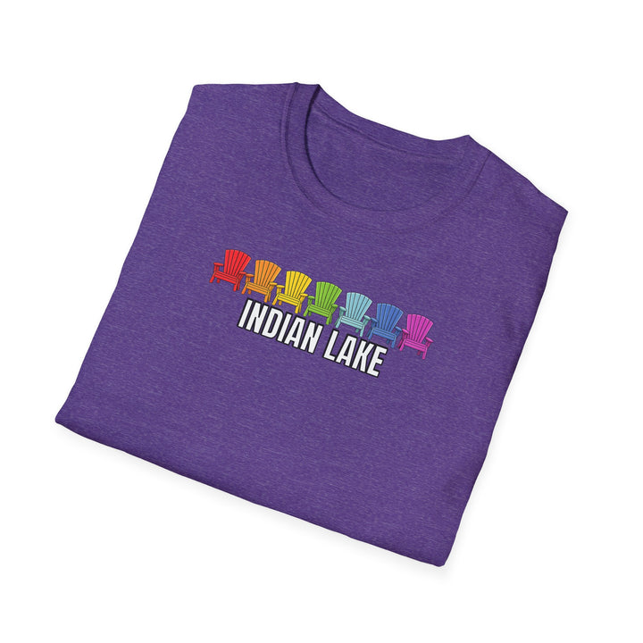 Indian Lake Unisex T-Shirt - Rainbow Chairs