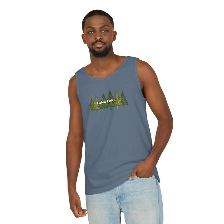 Long Lake Pine Trees Unisex Tank