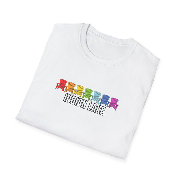 Indian Lake Unisex T-Shirt - Rainbow Chairs