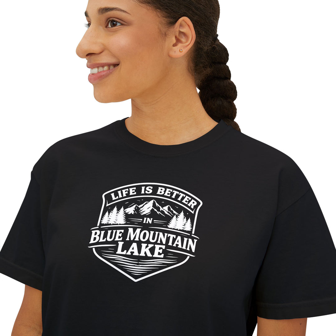 Lie is Better in Blue Mountain Lake Ladies Boxy Tee