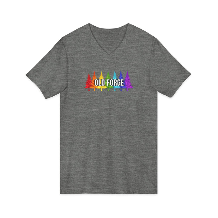 Old Forge Rainbow Trees Unisex V-Neck T-Shirt