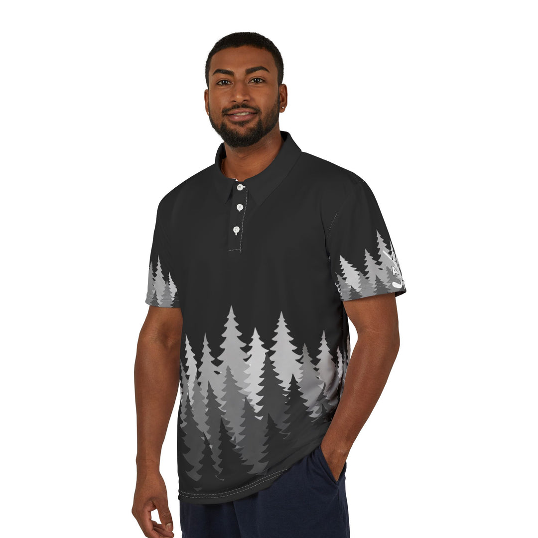 ADK Pine Trees Golf Polo - Black