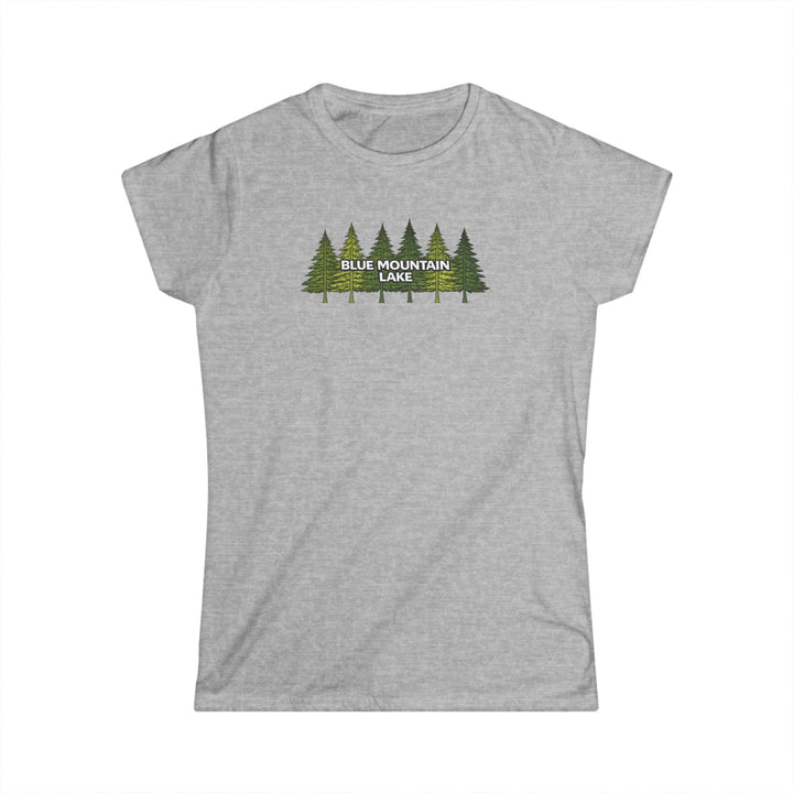Blue Mountain Lake Pine Trees Ladies Tee